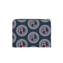 Load image into Gallery viewer, Navy blue and pink monogrammed travel bag