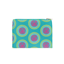 Load image into Gallery viewer, Monogrammed teal make up bag