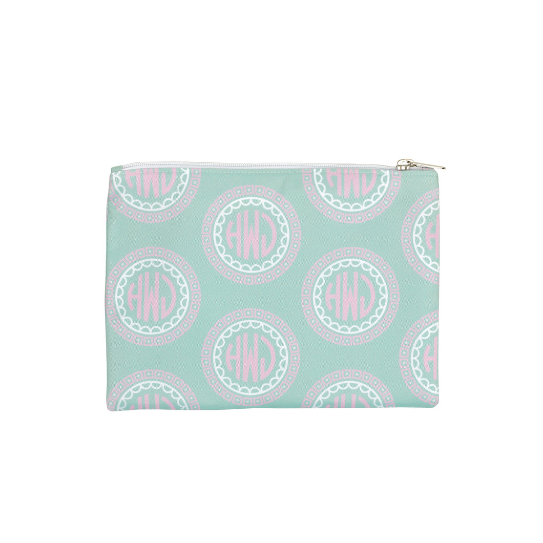 Mint and Pink Monogrammed Travel Bag