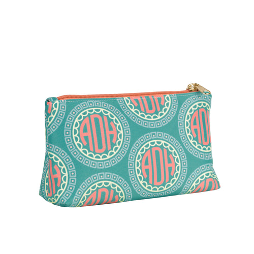 Pink, yellow and green pastel monogrammed make up bag