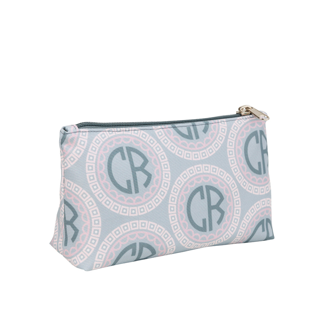 Pink and Gray Monogrammed Make-Up Bag