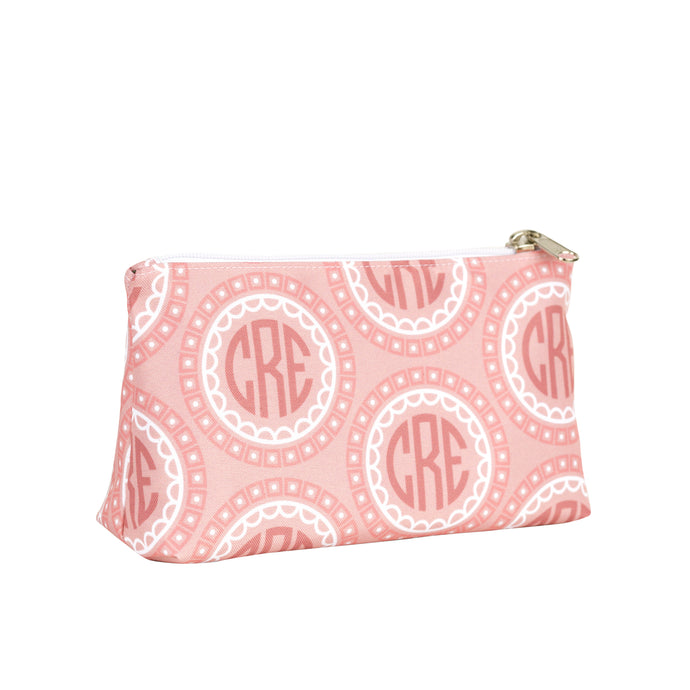 Blush pink monogrammed make up bag