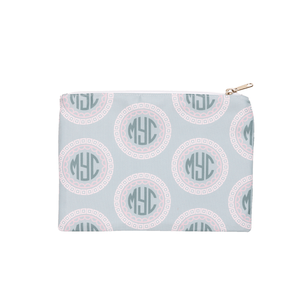 Pink and Gray Monogrammed Travel Bag