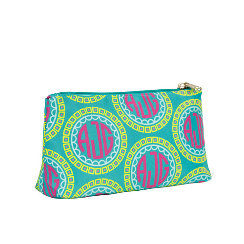 Teal Monogrammed Make-Up Bag